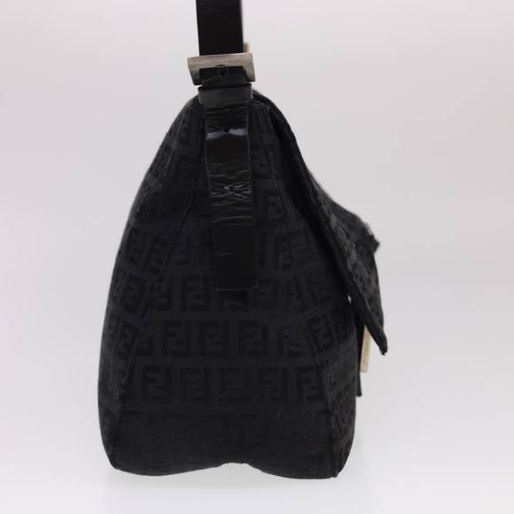 FENDI Zucchino Canvas Mamma Baguette Shoulder Bag Black Auth fm2228 - Picture 4 of 16